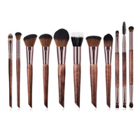 HKM-774099 11-Piece Makeup Brush Set with Wooden Handles and Man-Made Fiber Bristles