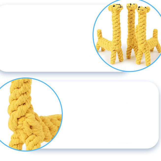 HKM-7742653 Durable Giraffe-Shaped Rope Chew Toy for Small Dogs - Promotes Dental Health and Playtime Fun