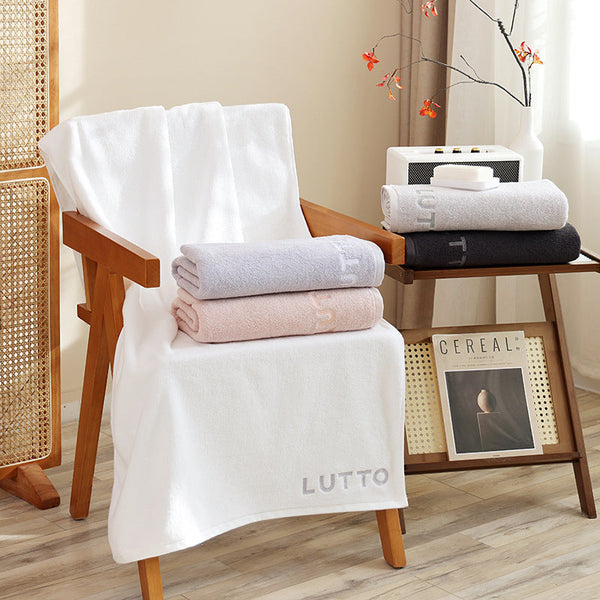 HKM-774291 Plus-sized Thickened Absorbent Bath Towel in White, Pink, Gray, Light Gray, and Dark Gray - Combed Cotton Material