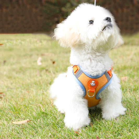 HKM-7743293 Reflective Soft Suede Dog Harness and Leash Set in Multiple Colors and Sizes
