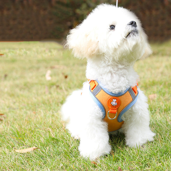 HKM-7743293 Reflective Soft Suede Dog Harness and Leash Set in Multiple Colors and Sizes
