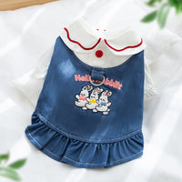HKM-7744573 Classic Denim Pet Dresses for Small Dogs and Cats - Lightweight Summer Styles in Bundy Blue