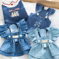 HKM-7744573 Classic Denim Pet Dresses for Small Dogs and Cats - Lightweight Summer Styles in Bundy Blue