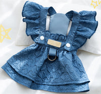 HKM-7744573 Classic Denim Pet Dresses for Small Dogs and Cats - Lightweight Summer Styles in Bundy Blue