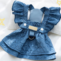 HKM-7744573 Classic Denim Pet Dresses for Small Dogs and Cats - Lightweight Summer Styles in Bundy Blue