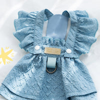 HKM-7744573 Classic Denim Pet Dresses for Small Dogs and Cats - Lightweight Summer Styles in Bundy Blue