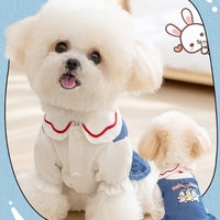 HKM-7744573 Classic Denim Pet Dresses for Small Dogs and Cats - Lightweight Summer Styles in Bundy Blue