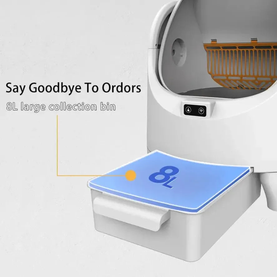 HKM-774483 Smart Self-Cleaning Cat Litter Box with WiFi Control and Low Noise Odour Protection