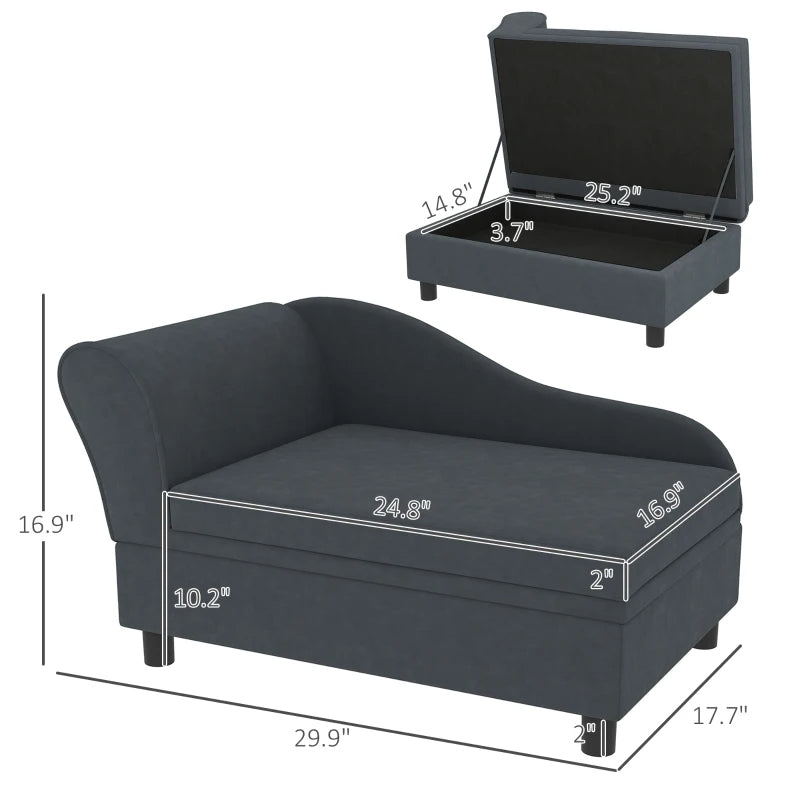HKM-7745469 Modern Dark Gray Pet Sofa Bed with Hidden Storage for Small Dogs and Cats