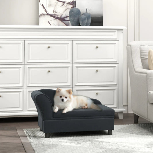 HKM-7745469 Modern Dark Gray Pet Sofa Bed with Hidden Storage for Small Dogs and Cats
