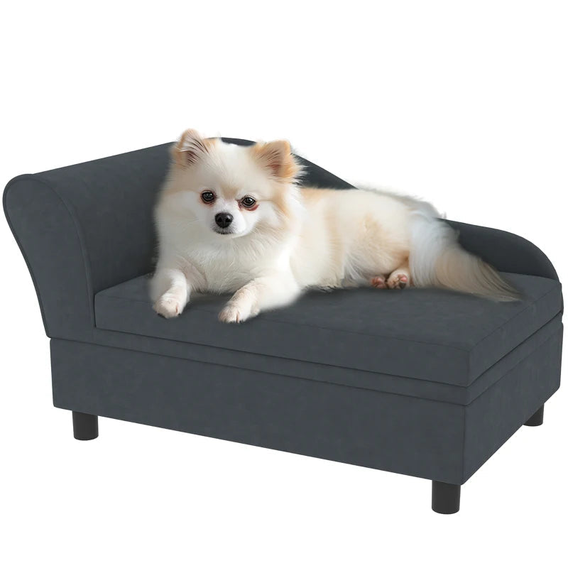 HKM-7745469 Modern Dark Gray Pet Sofa Bed with Hidden Storage for Small Dogs and Cats