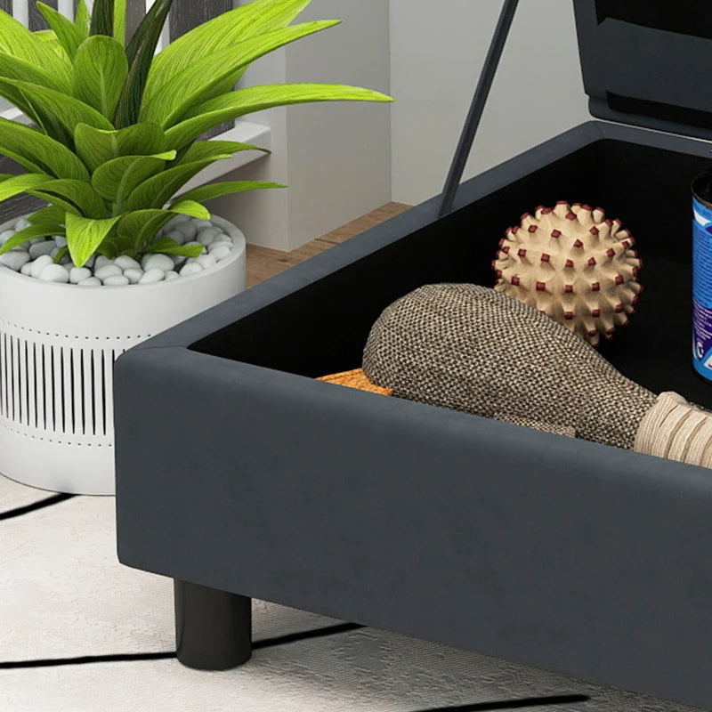 HKM-7745469 Modern Dark Gray Pet Sofa Bed with Hidden Storage for Small Dogs and Cats