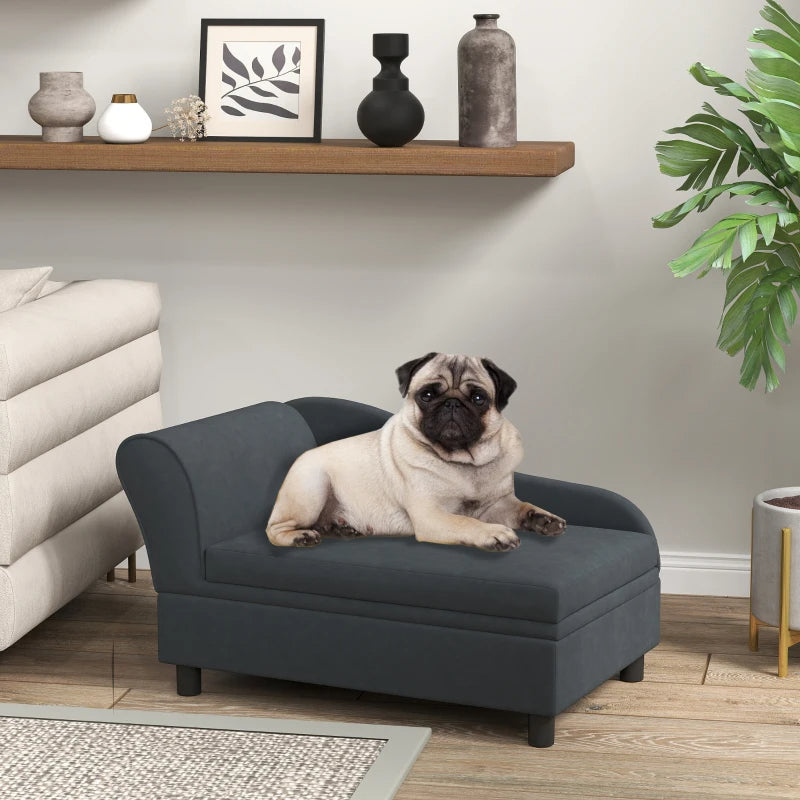 HKM-7745469 Modern Dark Gray Pet Sofa Bed with Hidden Storage for Small Dogs and Cats