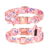 HKM-7745853 Customizable Pure Cotton Pet Collar and Leash Set in Various Floral Patterns