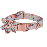 HKM-7745853 Customizable Pure Cotton Pet Collar and Leash Set in Various Floral Patterns
