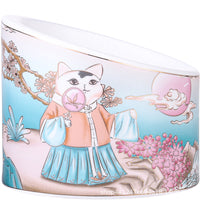 HKM-7745981 Ceramic Cat Bowl with High Legs and Oblique Mouth Design, Double Bowl Set