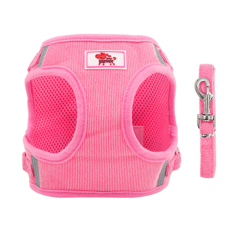 HKM-7749053 Reflective Polyester Dog Leash with Adjustable Vest Design in Multiple Colors