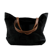 HKM-774931 Waterproof Oil Wax Canvas Shoulder Tote Bag with Cowhide Trimmings, Large Capacity