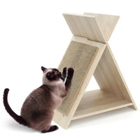 HKM-7749437 Multi-Functional Cat Scratcher with Tunnel and Wooden Lounge, 18.5"x12"x21"