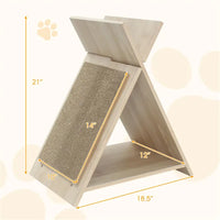 HKM-7749437 Multi-Functional Cat Scratcher with Tunnel and Wooden Lounge, 18.5"x12"x21"