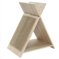 HKM-7749437 Multi-Functional Cat Scratcher with Tunnel and Wooden Lounge, 18.5"x12"x21"