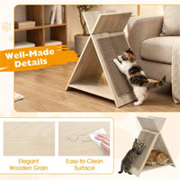 HKM-7749437 Multi-Functional Cat Scratcher with Tunnel and Wooden Lounge, 18.5"x12"x21"