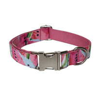 HKM-7749565 Watermelon Floral Pattern Dog Collar and Leash Set - Polyester, Multiple Sizes Available
