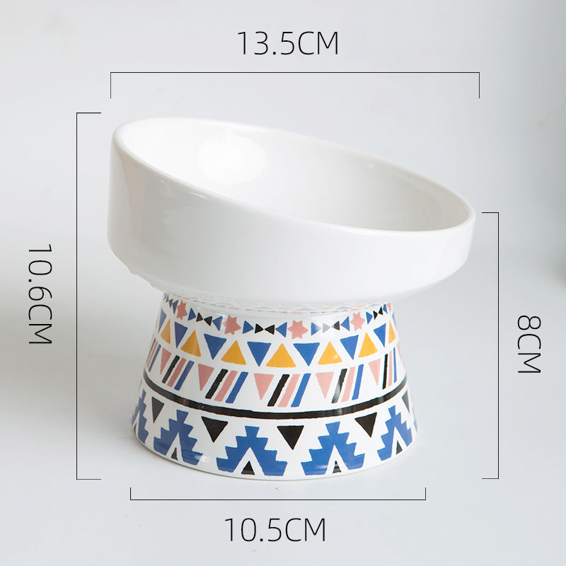 HKM-7749949 Ceramic Cat Bowl in Pink or Blue ¨C Elegant Pet Food Dish and Decorative Ornament