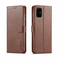 HKM-775123 Leather Wallet Case for Samsung, Apple, Huawei, Xiaomi - Magnetic Closure, Calf Pattern, Multiple Colors Available