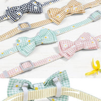HKM-7751741 Plaid Bowknot Collar for Dogs and Cats in Black, Orange, Pink, and Green
