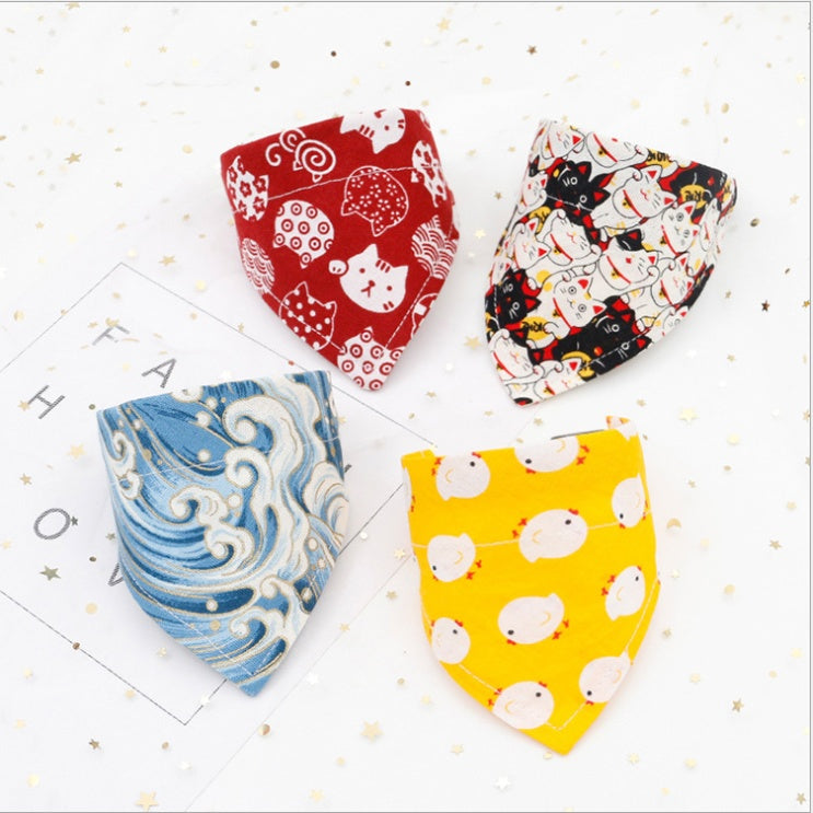 HKM-7752125 Triangle Dog Scarf and Cat Collar for Small Pets - Cute Japanese Design, Multiple Sizes Available