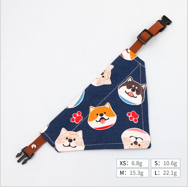 HKM-7752125 Triangle Dog Scarf and Cat Collar for Small Pets - Cute Japanese Design, Multiple Sizes Available