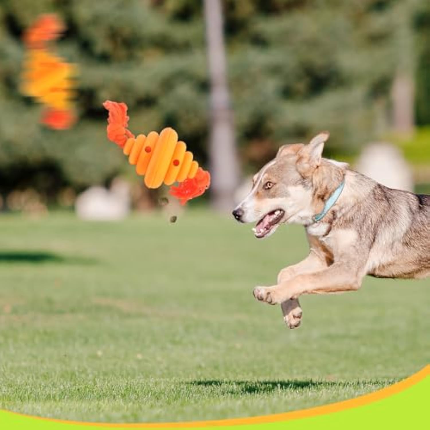 HKM-7753021 Durable Dog Ball with Rope - Interactive Chew and Food Dispenser Toy for Large Dogs