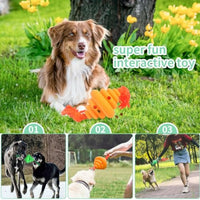 HKM-7753021 Durable Dog Ball with Rope - Interactive Chew and Food Dispenser Toy for Large Dogs