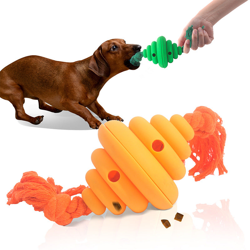 HKM-7753021 Durable Dog Ball with Rope - Interactive Chew and Food Dispenser Toy for Large Dogs