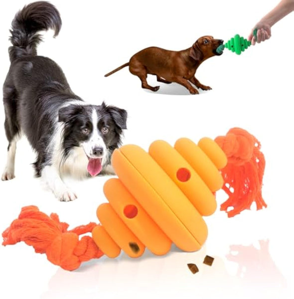HKM-7753021 Durable Dog Ball with Rope - Interactive Chew and Food Dispenser Toy for Large Dogs