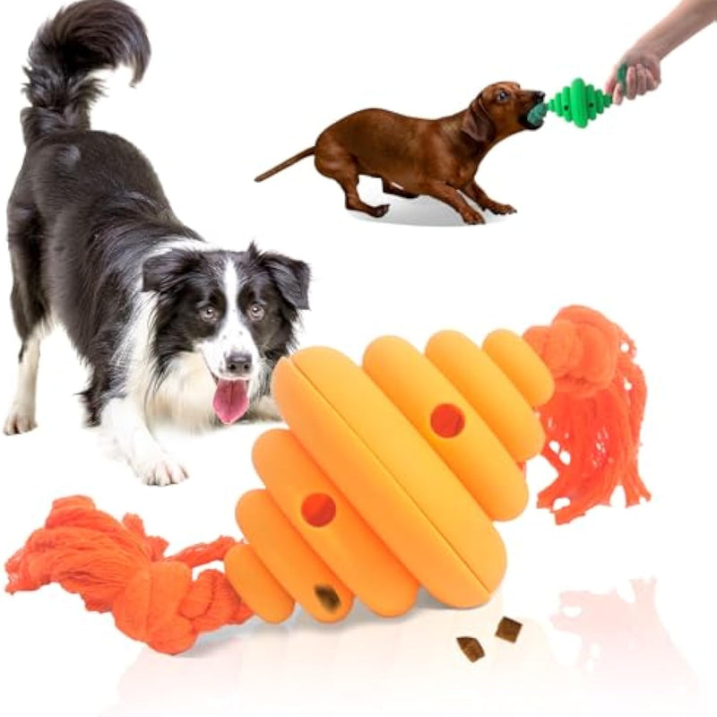 HKM-7753021 Durable Dog Ball with Rope - Interactive Chew and Food Dispenser Toy for Large Dogs