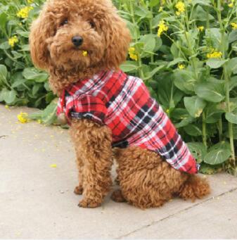 HKM-7753917 Pet Clothing for Small Dogs and Cats - Cute Plaid Shirt in Blue and Red, Size XS to XL