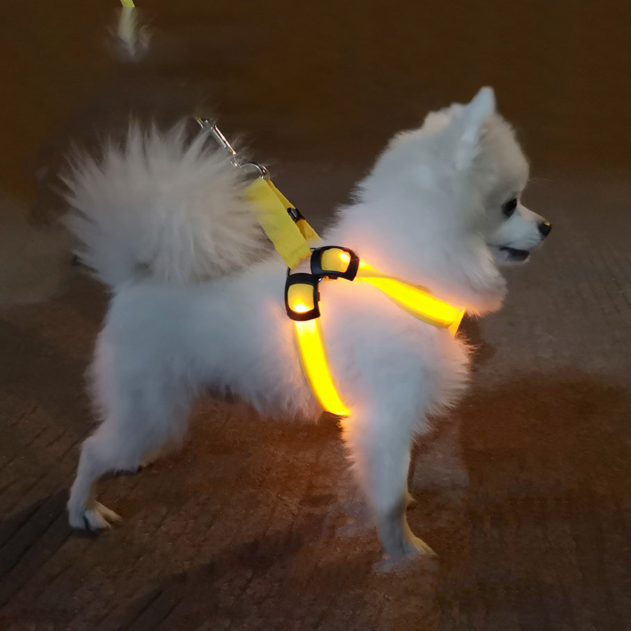 HKM-7754813 LED Illuminated Pet Leashing Vest for Enhanced Night Safety - Multiple Colors Available