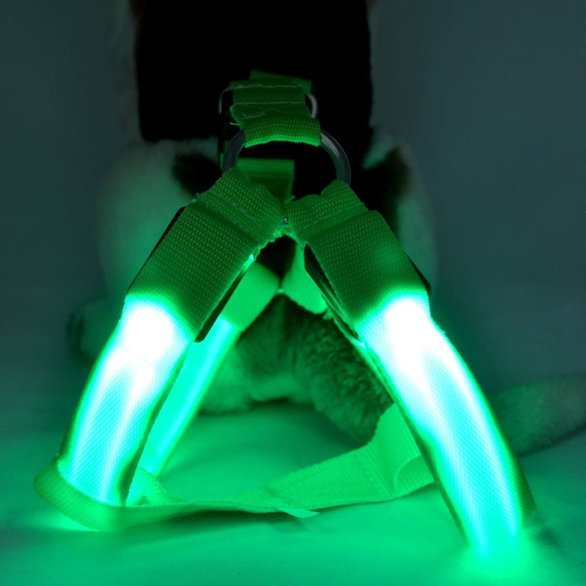 HKM-7754813 LED Illuminated Pet Leashing Vest for Enhanced Night Safety - Multiple Colors Available