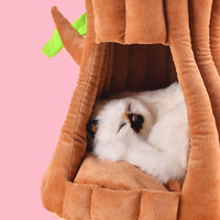 HKM-7755581 Cute Tree-Shaped Cotton Cat Nest in Coffee Color, 45x45x20cm (S) & 55x55x30cm (M)