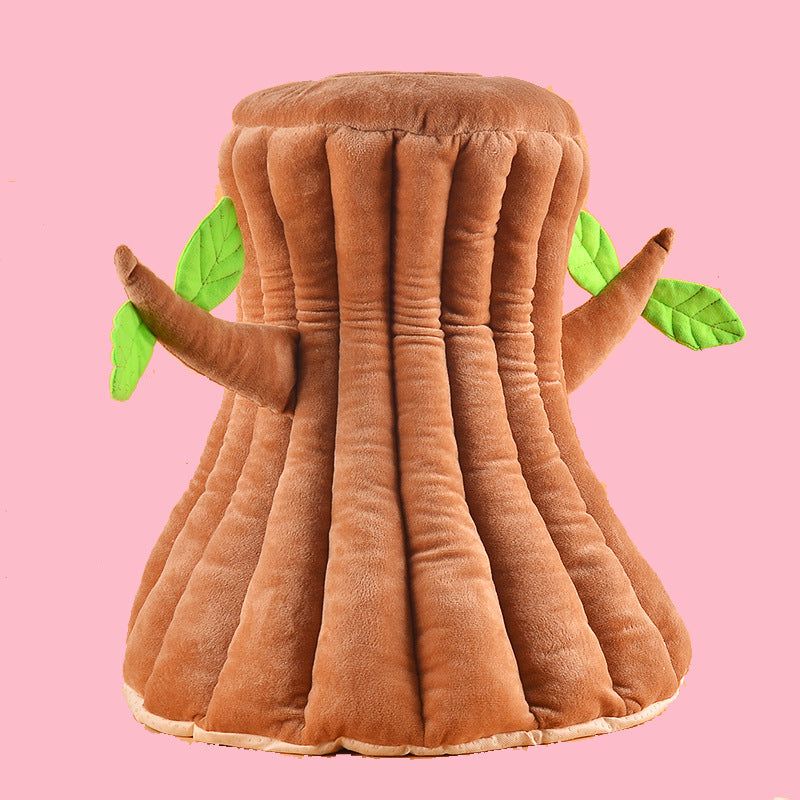 HKM-7755581 Cute Tree-Shaped Cotton Cat Nest in Coffee Color, 45x45x20cm (S) & 55x55x30cm (M)
