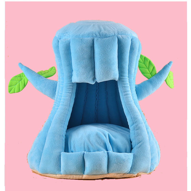 HKM-7755581 Cute Tree-Shaped Cotton Cat Nest in Coffee Color, 45x45x20cm (S) & 55x55x30cm (M)
