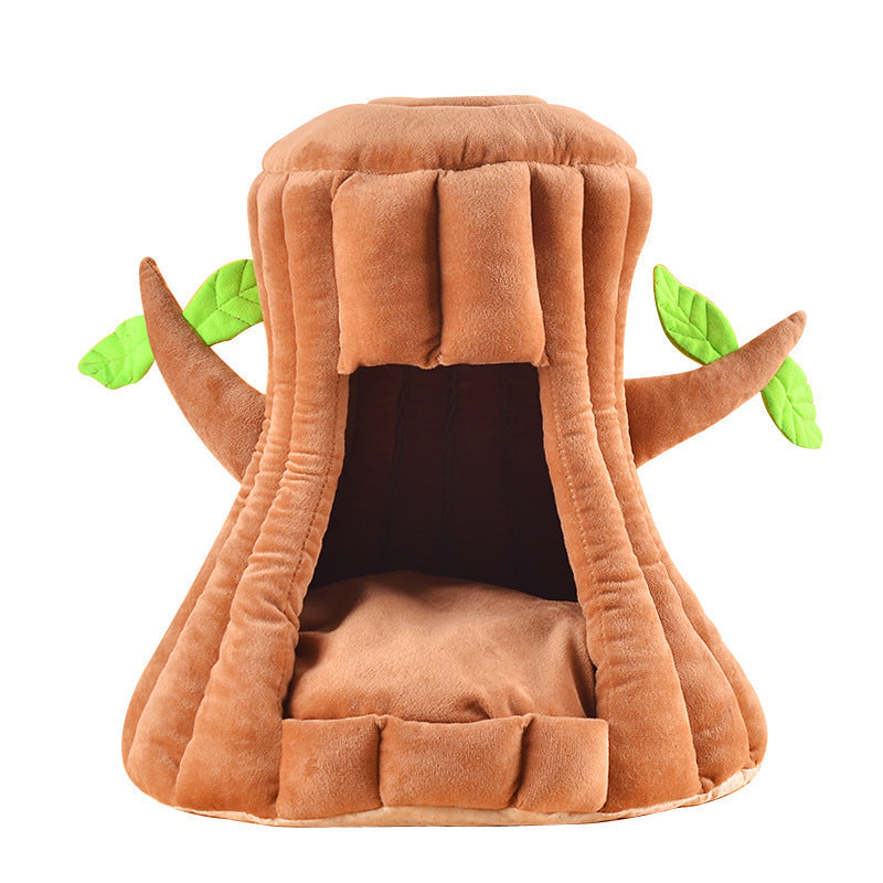HKM-7755581 Cute Tree-Shaped Cotton Cat Nest in Coffee Color, 45x45x20cm (S) & 55x55x30cm (M)
