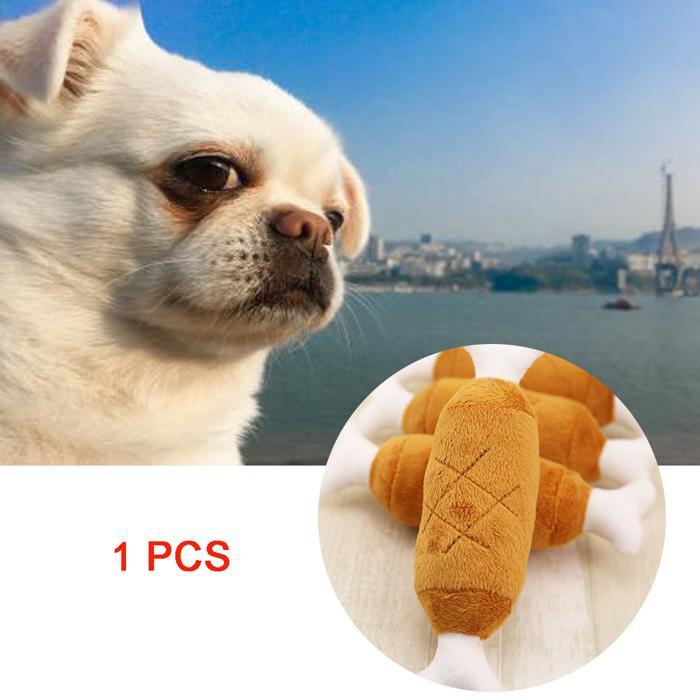 HKM-7756349 Plush Double-Legged Chicken Leg Toy for Dogs - Sounding Bite Toy, 16-18 cm