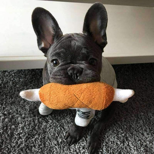 HKM-7756349 Plush Double-Legged Chicken Leg Toy for Dogs - Sounding Bite Toy, 16-18 cm