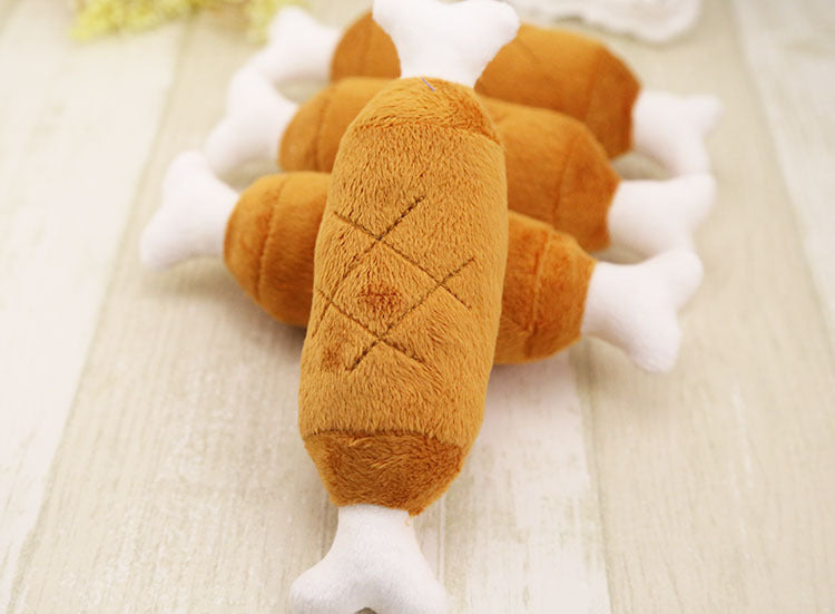 HKM-7756349 Plush Double-Legged Chicken Leg Toy for Dogs - Sounding Bite Toy, 16-18 cm