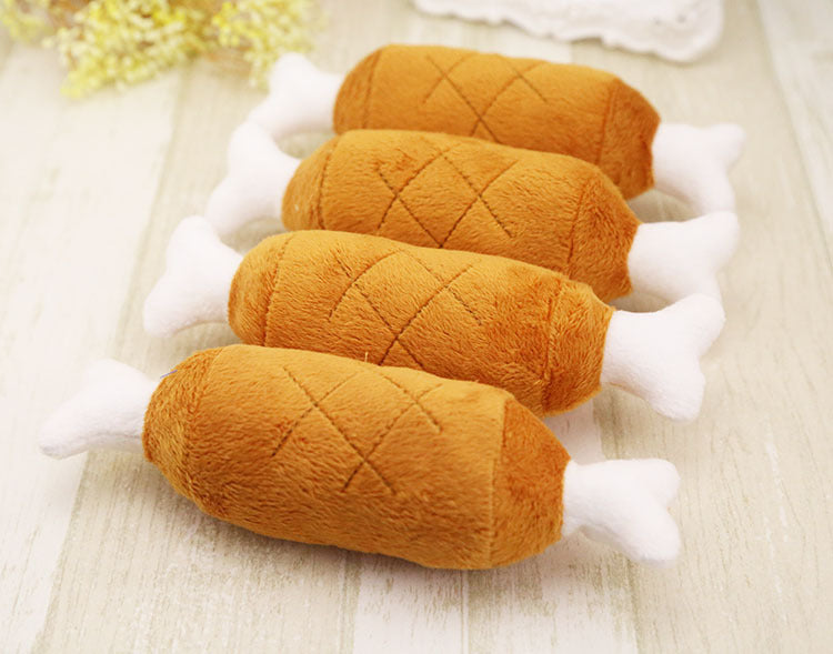 HKM-7756349 Plush Double-Legged Chicken Leg Toy for Dogs - Sounding Bite Toy, 16-18 cm