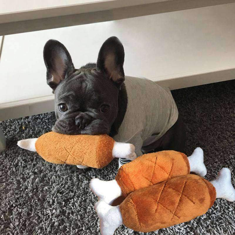HKM-7756349 Plush Double-Legged Chicken Leg Toy for Dogs - Sounding Bite Toy, 16-18 cm