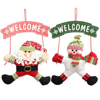 HKM-775635 Red and White Christmas Cloth Garland Door Hanger, 20x35 cm Non-Woven Fabric, Festive Decoration